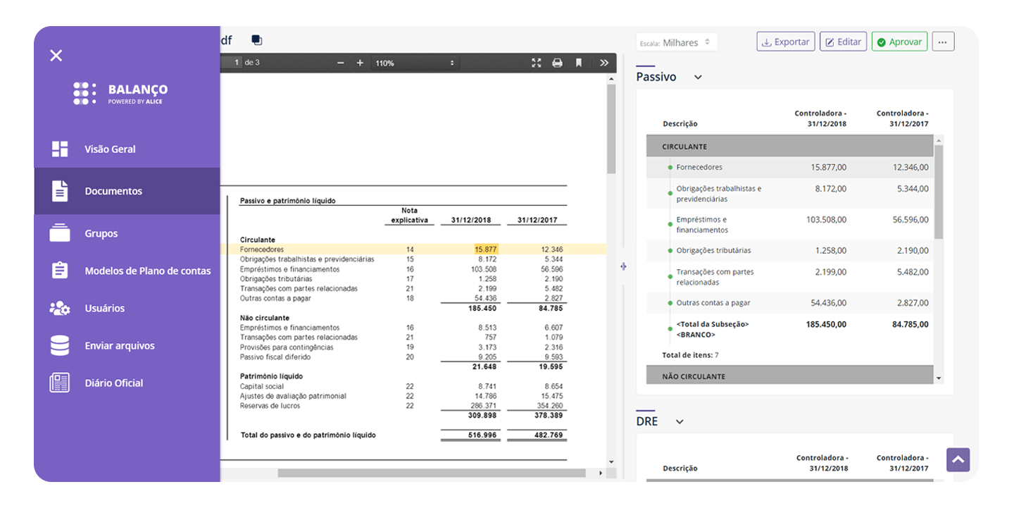 Data extraction view
